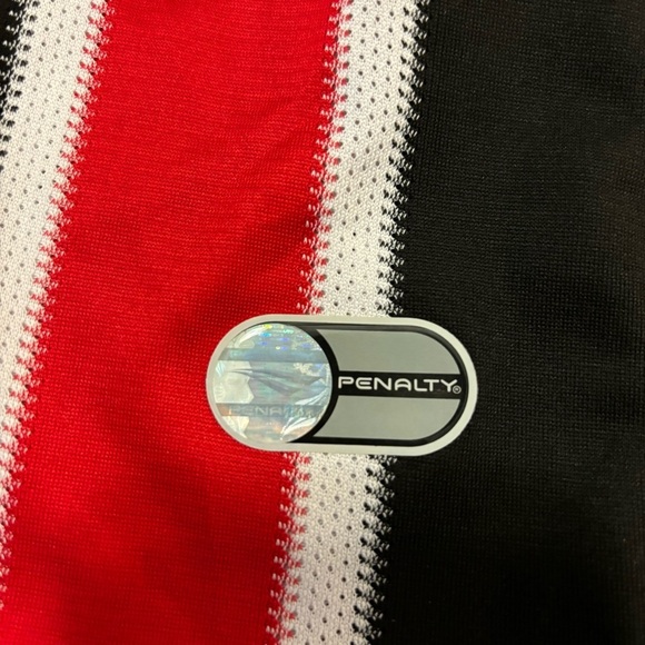 NWT PENALTY SPFC SAN PAULO RED AND BLACK STRIPED JERSEY #10 AGUILA  SIZE MEDIUM - Picture 6 of 8